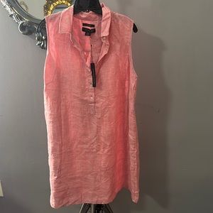 Tahari 100% Linen Light Pink Sleeveless Shift Dress
